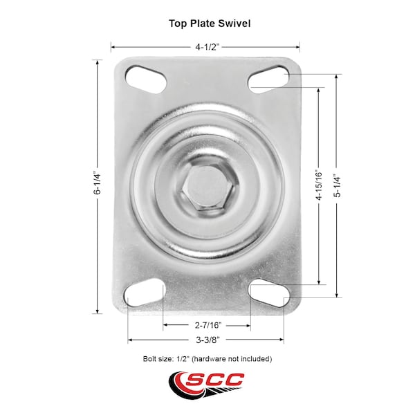 6 Inch Poly On Cast Iron Wheel Heavy Duty Top Plate Caster Set With 2 Brakes SCC